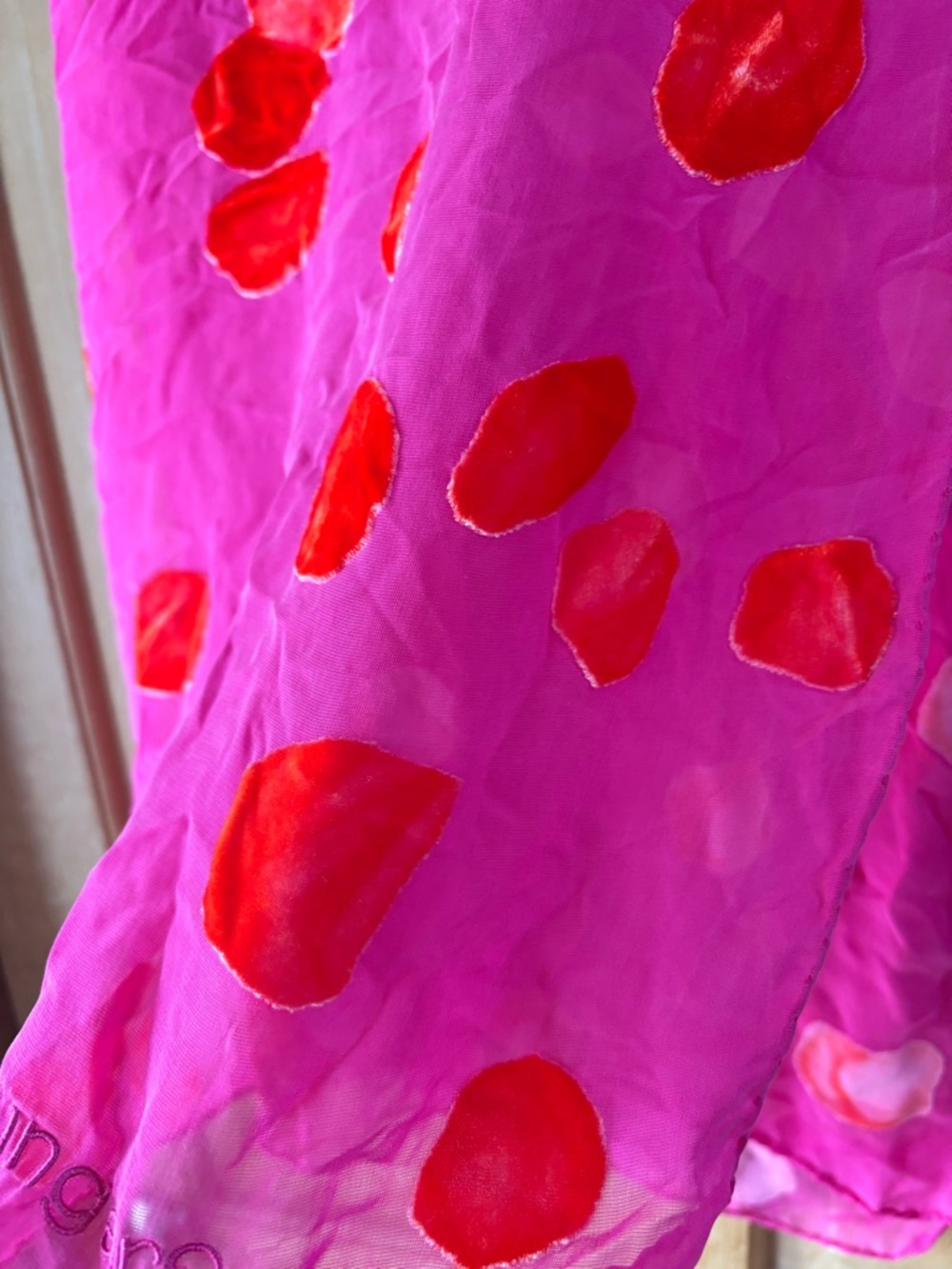 Emanuel Ungaro Silk Velvet Scarf Luxury Floral Burnout Sheer Wrap - Picture 3 of 5